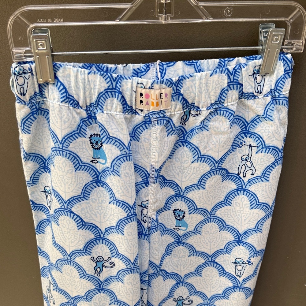 Roller Rabbit Blue and White Kids Pajama Bottoms with Animal Print